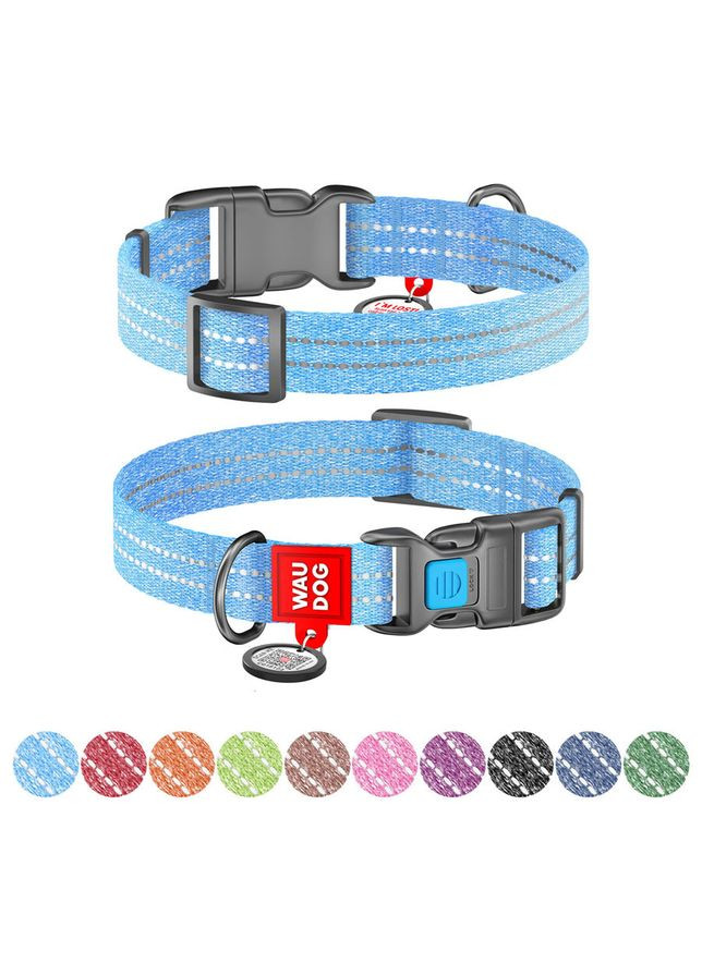 Нашийник для собак із відновленої бавовни WAUDOG Re-cotton з QR паспортом, світловідбиваючий, пластиковий фастекс, Ш 25 мм, Дов No Brand (363200279)