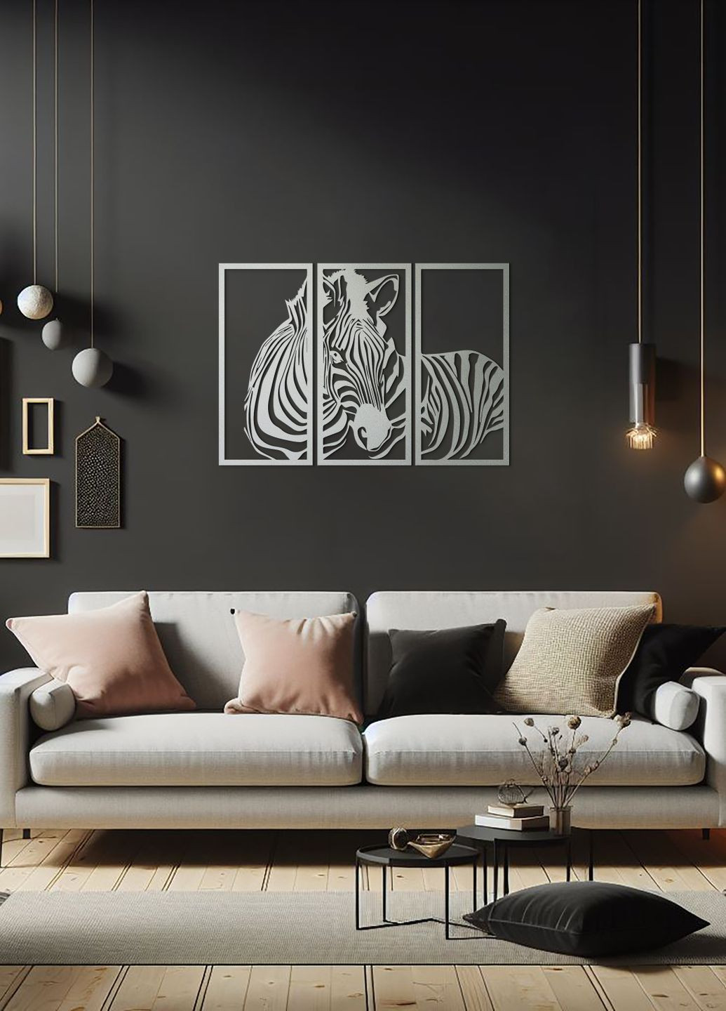Картина лофт, настенный декор для дома "Зебра модульная картина", декоративное панно 95х135 см Woodyard (292113908)