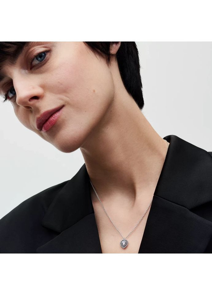 Серебряное Ожерелье Пандора колье "Сияющее сердце с ореолом" 393099C01 Kabluchka (355345287)