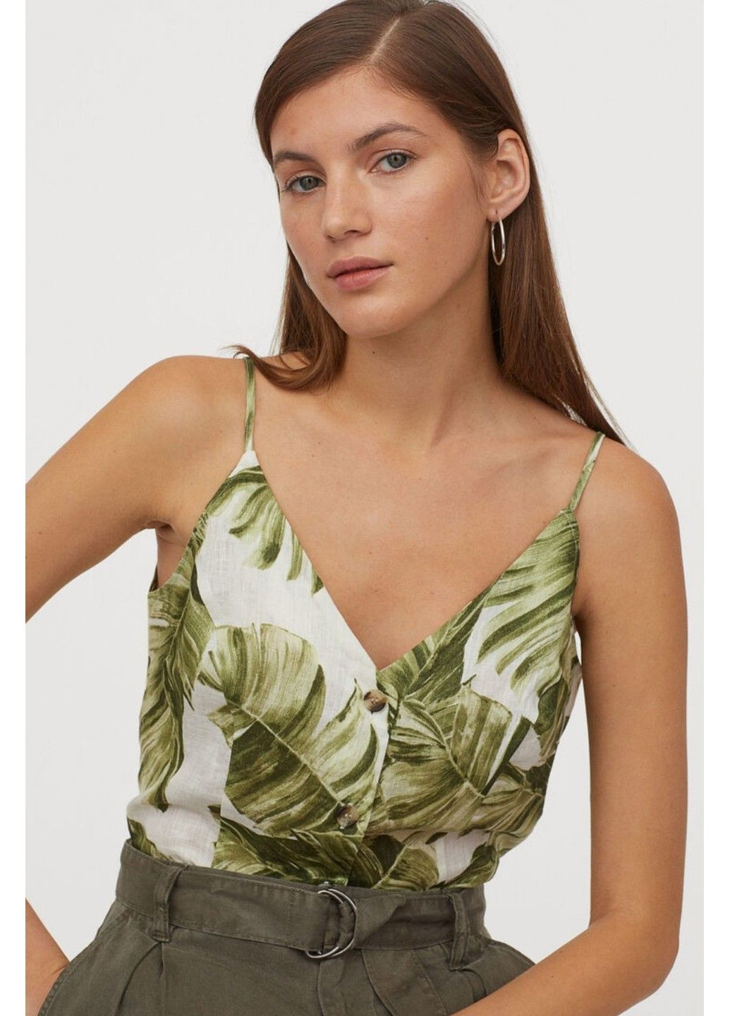 Жіночий топ в квітковий принт Н&М (57360) XS Зелений H&M (317298198)