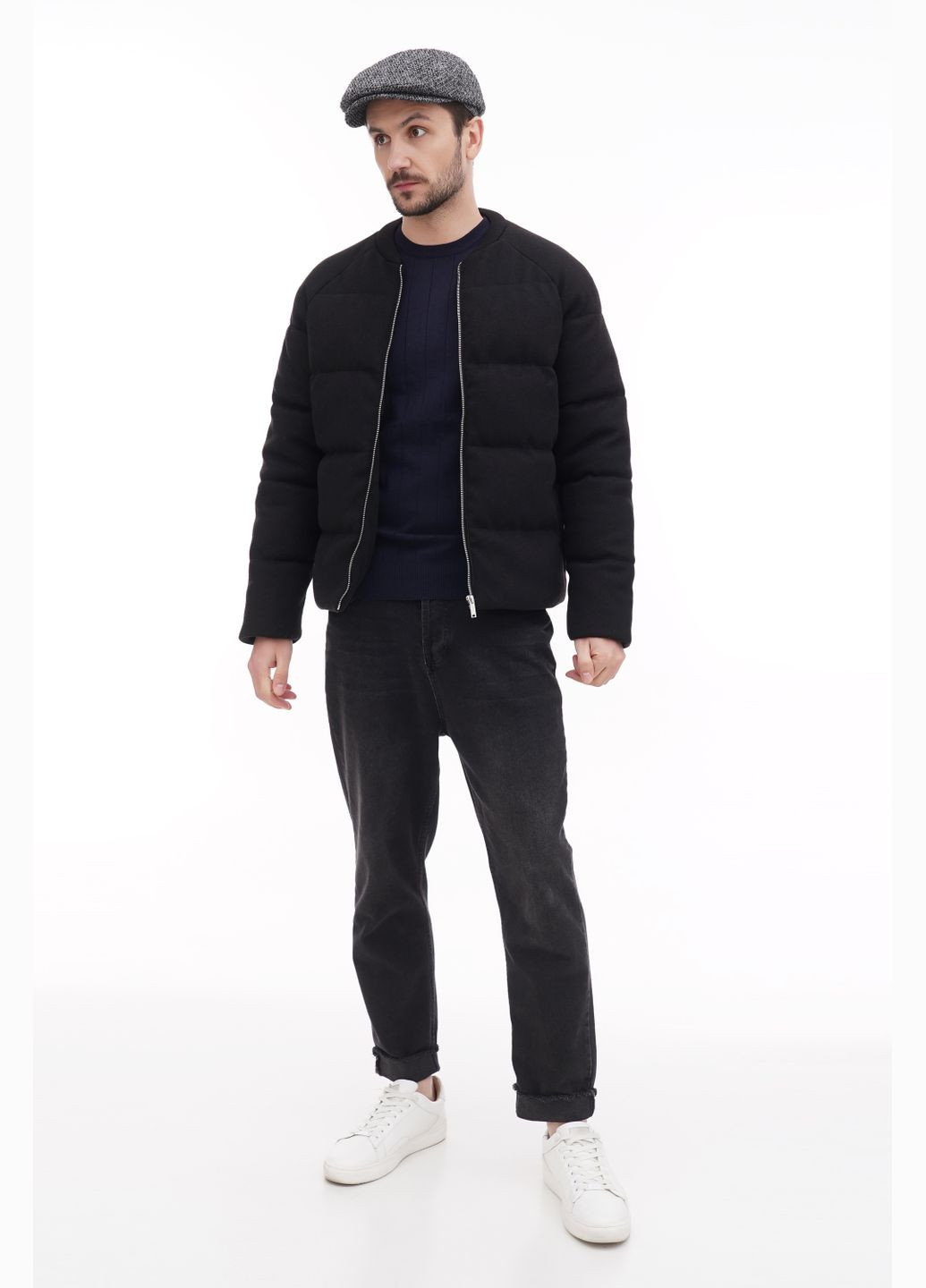 Кепка чоловіча реглан з вовни твід сіра VECONS "Реглан" з плавними лініями (317971436)