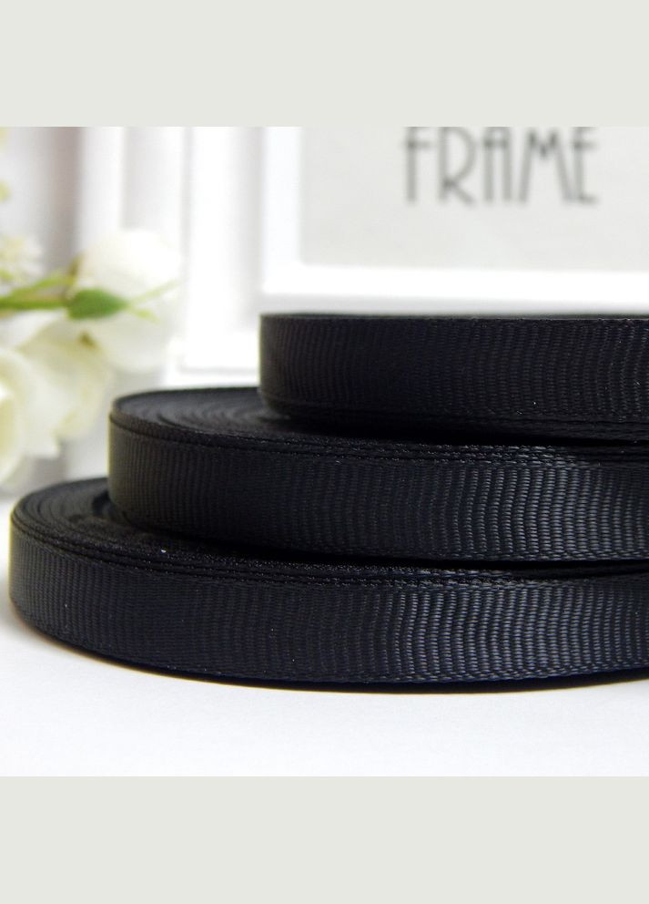 Лента репсовая однотонная, 0,9 см, №39 черная No Brand (340485899)