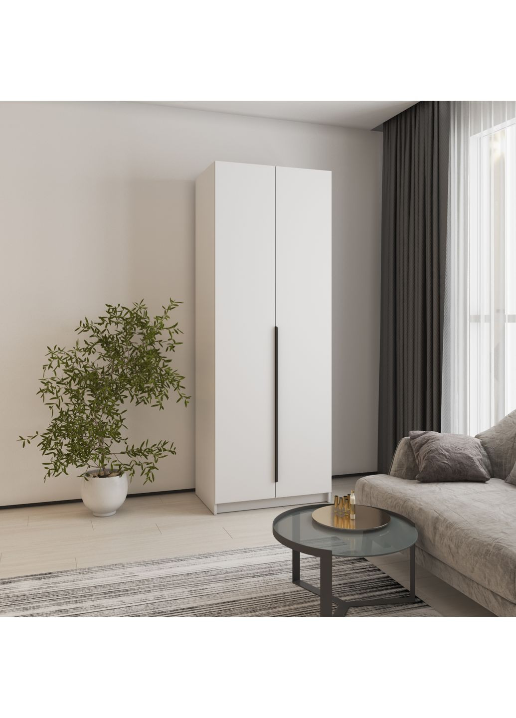 Шафа 2-дверна Оскар ДСП BG, додаткова штанга 80x52x220 см Аляска білий (MBS-4442) MebelStar (366427611)