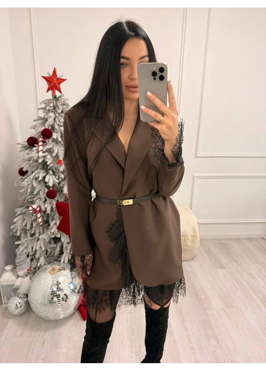 Коричнева сукня-піджак ao753 No Brand