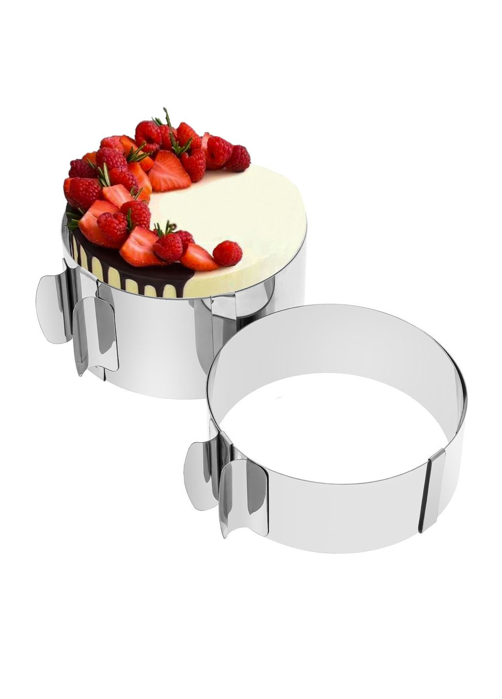 Раздвижная круглая форма кольцо для выпечки и сборки бенто-тортов и выкладки салатов 12-20 см Master Class (293849515)