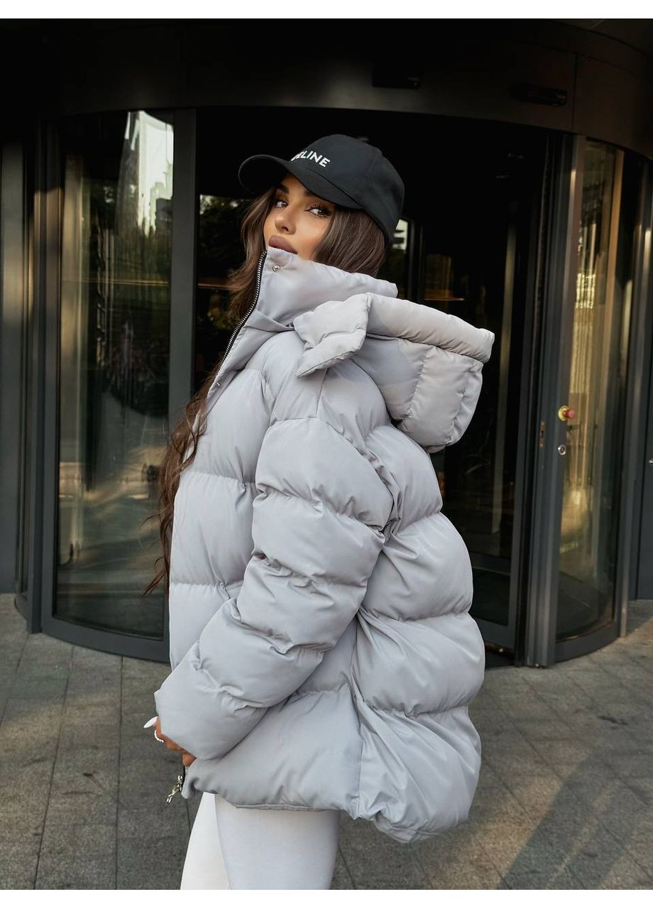 Сірий демісезонний Пуховик Style Point