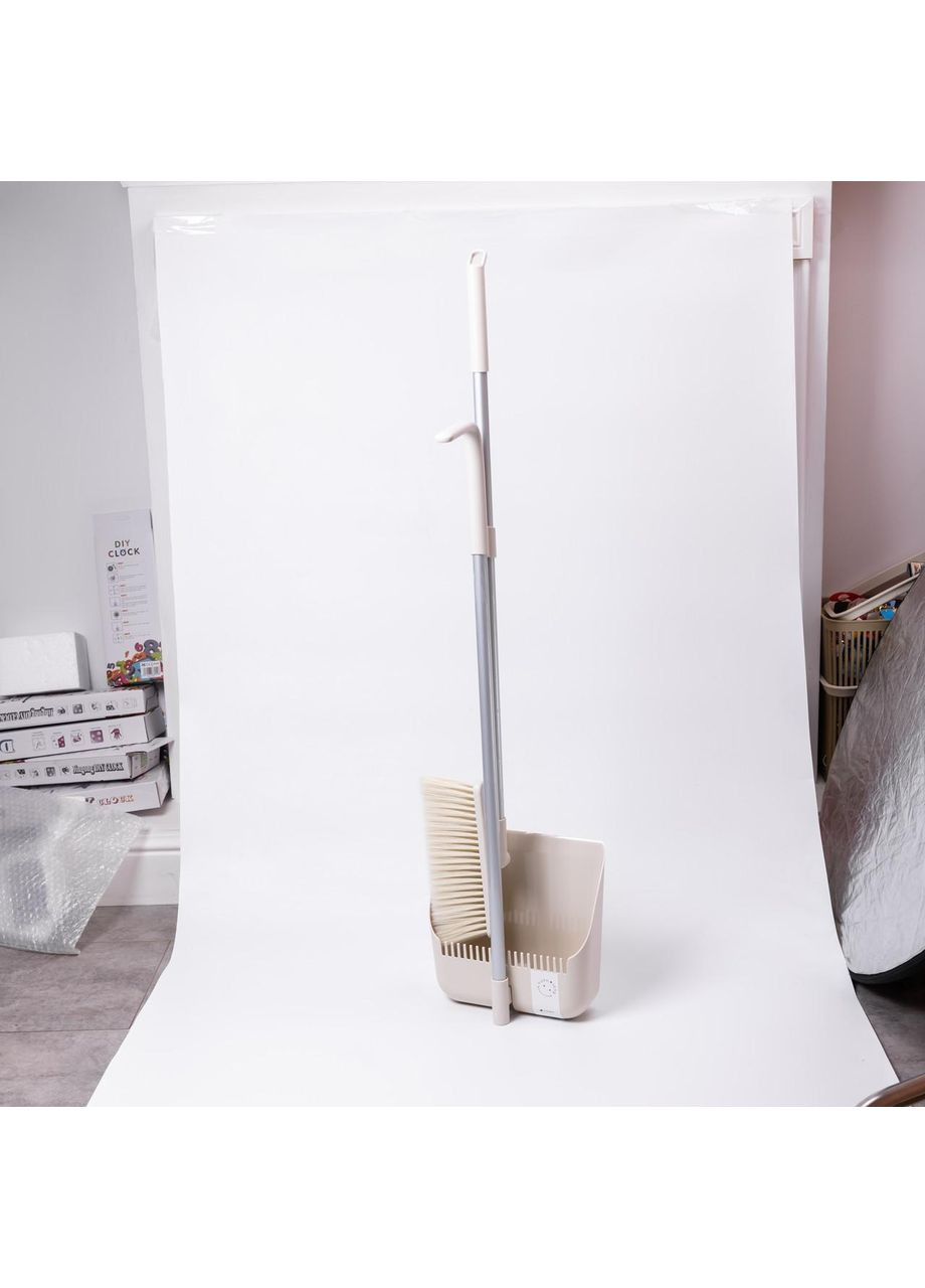 Набір віник і совок на довгій ручці для підлоги 25×24×100 см щітка віник для прибирання Бежевий HP-45-15BE Yiwu (370373091)