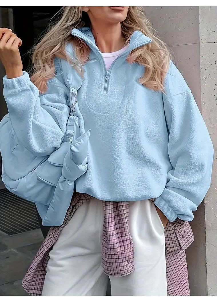 Блакитний жіночий флісовий світшот FINO Mode без декору (365798841)