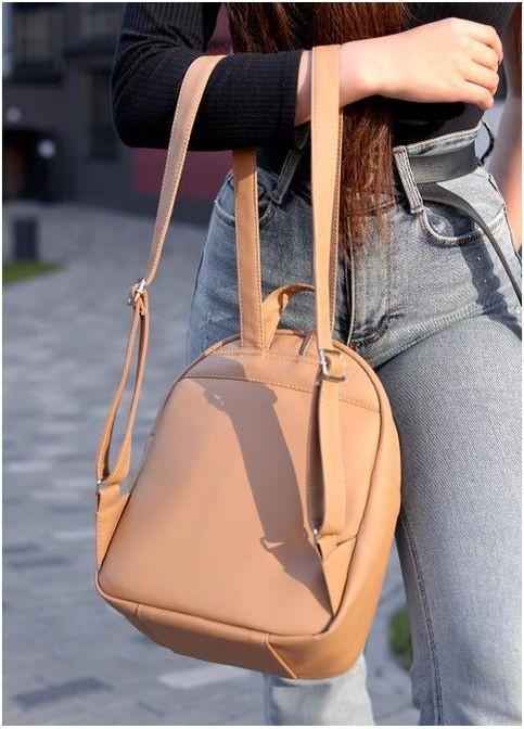 Рюкзак женский из экокожи 6 л городской маленький Бежевый 39354 Sambag (355884742)