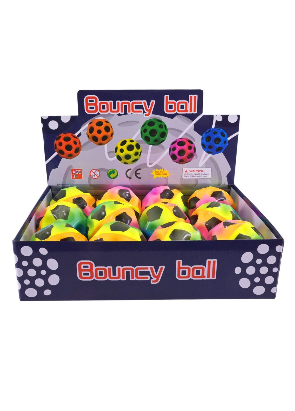 Дитячий світиться м'яч-поприганчик Bouncy Graviti 6 см, 12 штук у боксі - No Brand PR2440 (371927077)