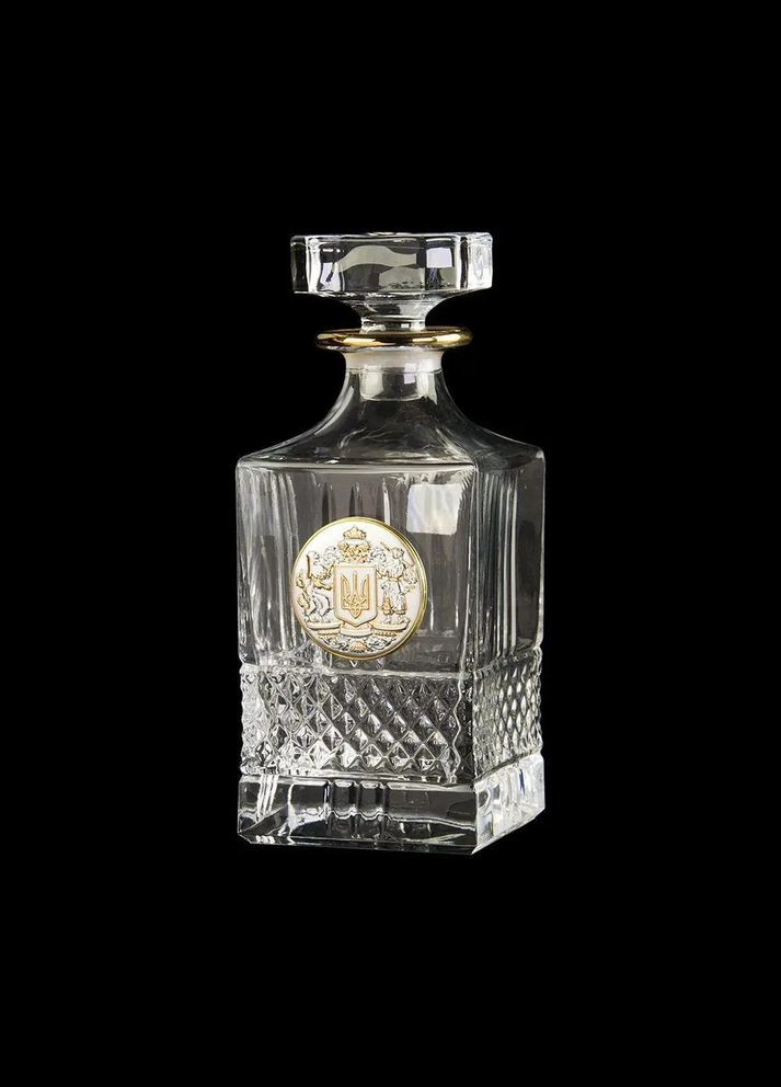 Келихи для віскі срібло герб з графином (850 мл), 6 келихів | Подарунок військовому на День Народження, Boss Crystal B7TRY1GG (345646707)