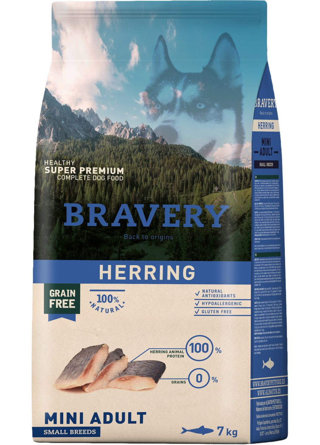 Сухой корм Herring Mini Adult для взрослых собак мелких пород с сельдью 7 кг (8436538950630) Bravery (364789064)