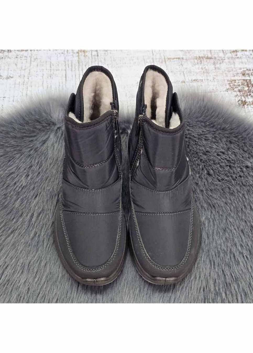 Зимние ботинки дутики женские зимние черные на молнии Paolla тканевые