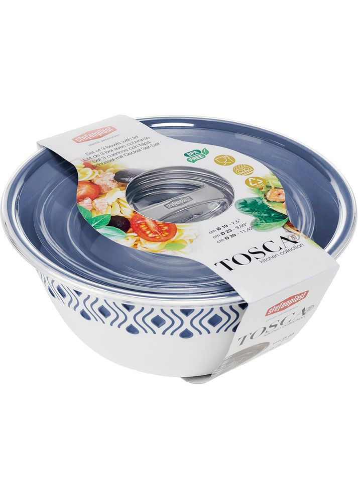 Набор салатников ТОЅСА 3 пр White/Blue (55201) Stefanplast (323042736)