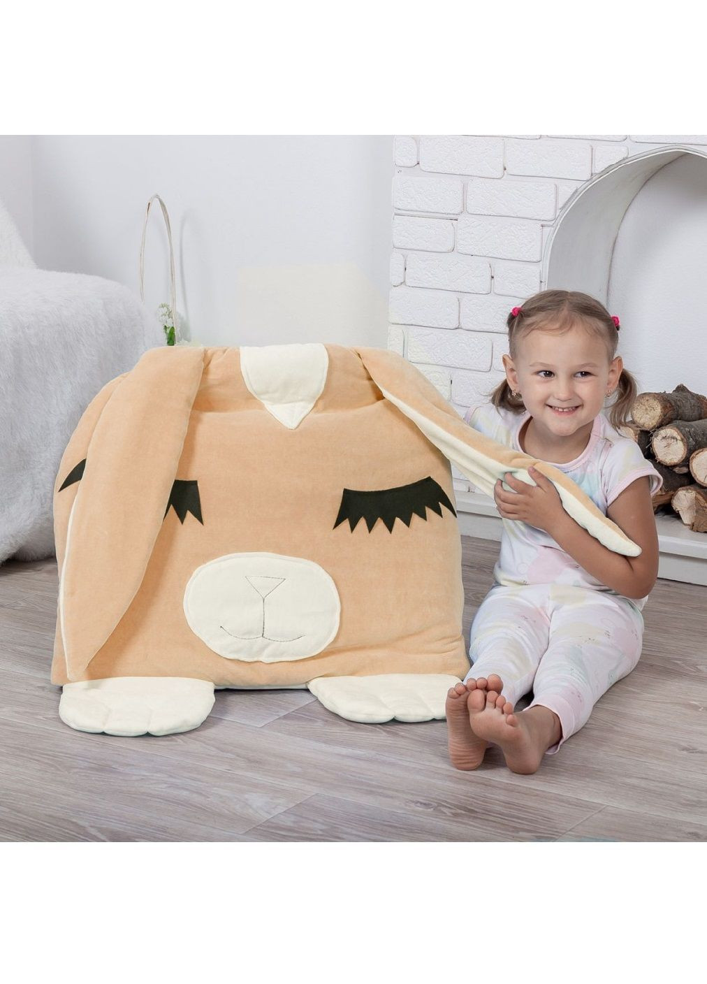 Дитячий спальний мішок трансформер із блискавкою по периметру для дітей 170х70 см (481450-Prob) Зайчик бежевий розмір М Unbranded (362000632)