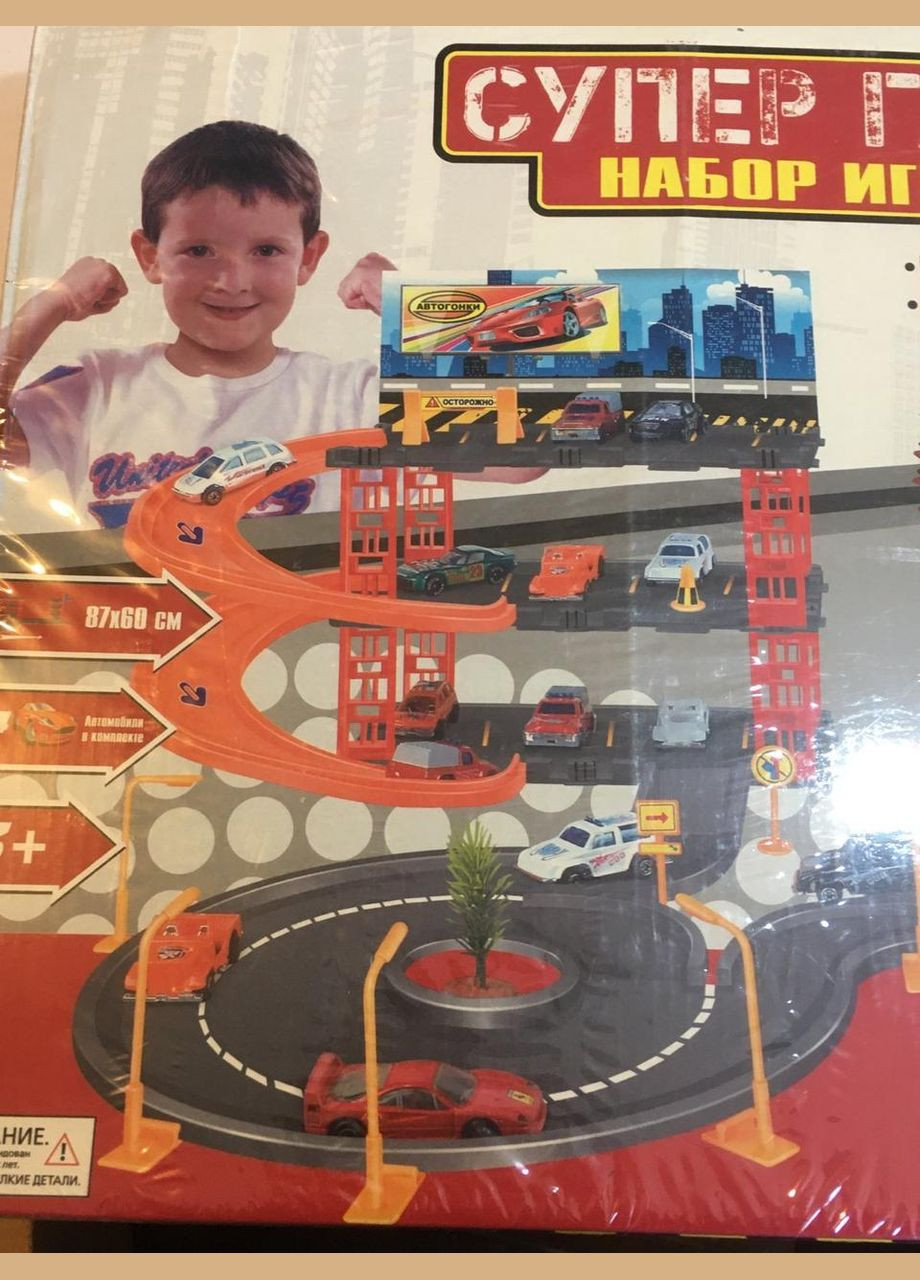 Паркинг автомобильный (набор) 3 этажа, 4 машинки, кор. 50/38/5,5см Metr+ (330144234)