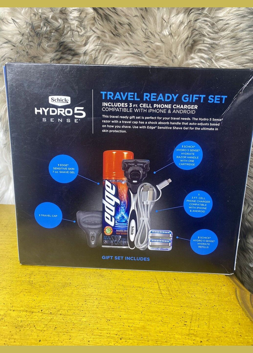 Подарунковий набір для гоління Hydro 5 Sense Hydrate з кабелем для заряджання телефону Schick (278773469)