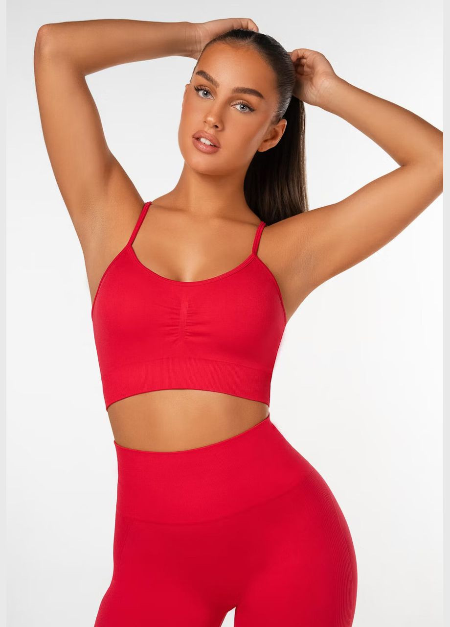 Топ для фітнесу та йоги з пуш-ап ефектом червоного кольору, розмір L Trends (330756924)