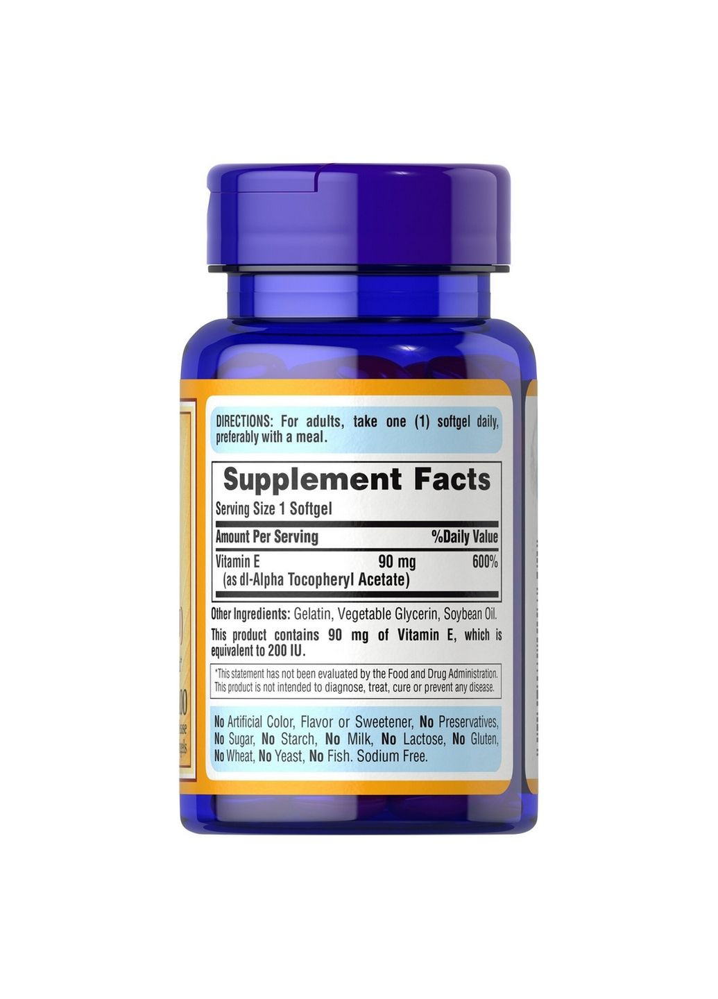 Витамины и минералы Vitamin E 200 IU (90 mg), 100 капсул Puritans Pride (293483473)