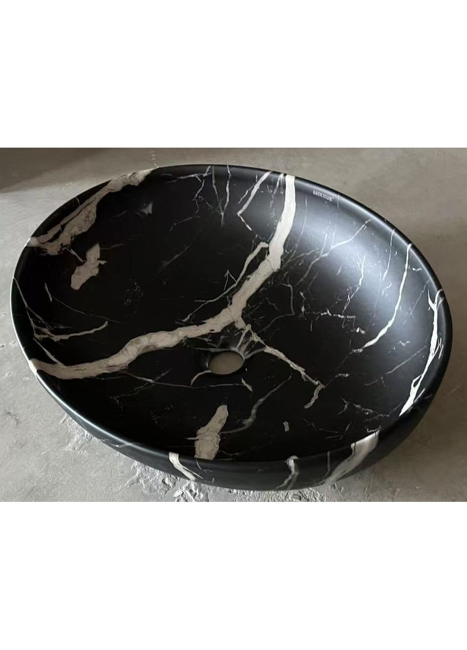 Раковина накладная Premium ELLIPSE-0102 MARBLE 515х400х130mm (MP6552) Mixxus (322074467)
