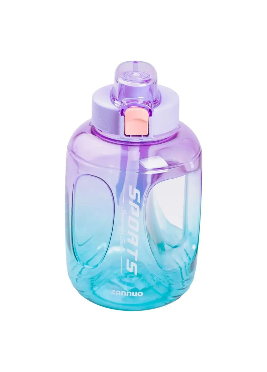 Пляшка для води спортивна 1,6 л пластикова з трубочкою з ремінцем 22 см Фіолетова HP-14-35V Yiwu (370974112)