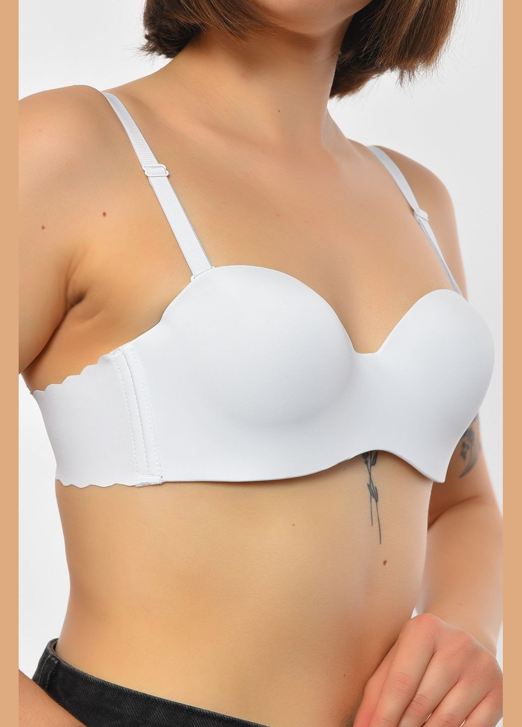 Белый бюстгальтер женский белого цвета чашка в Let's Shop полиэстер