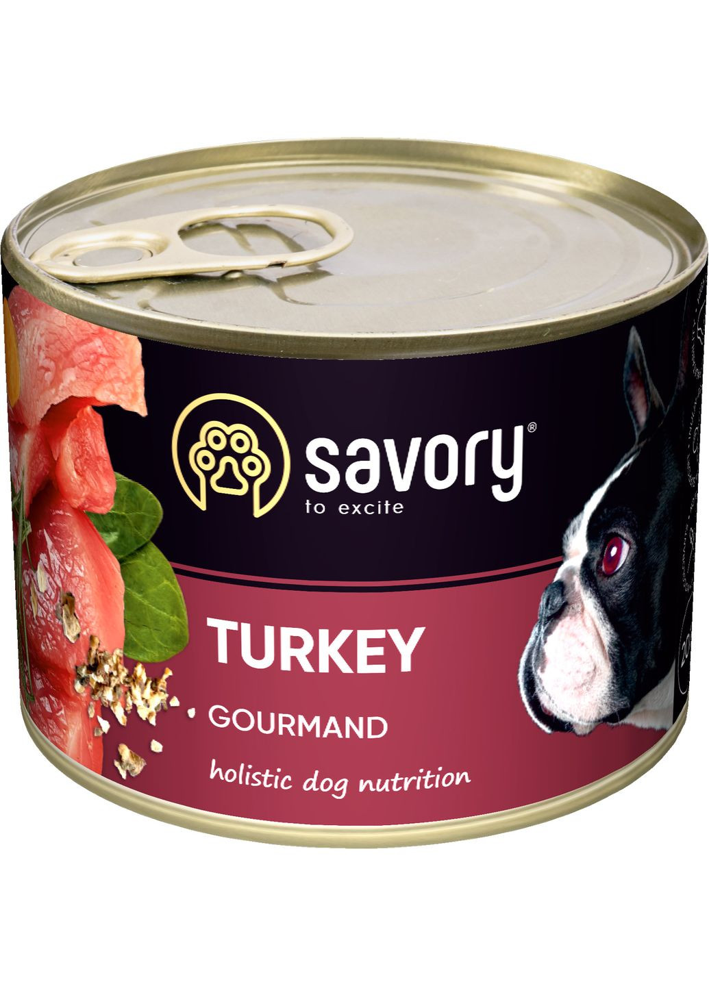 Вологий корм для дорослих собак з індичкою 200 г (30501) Savory (316679974)