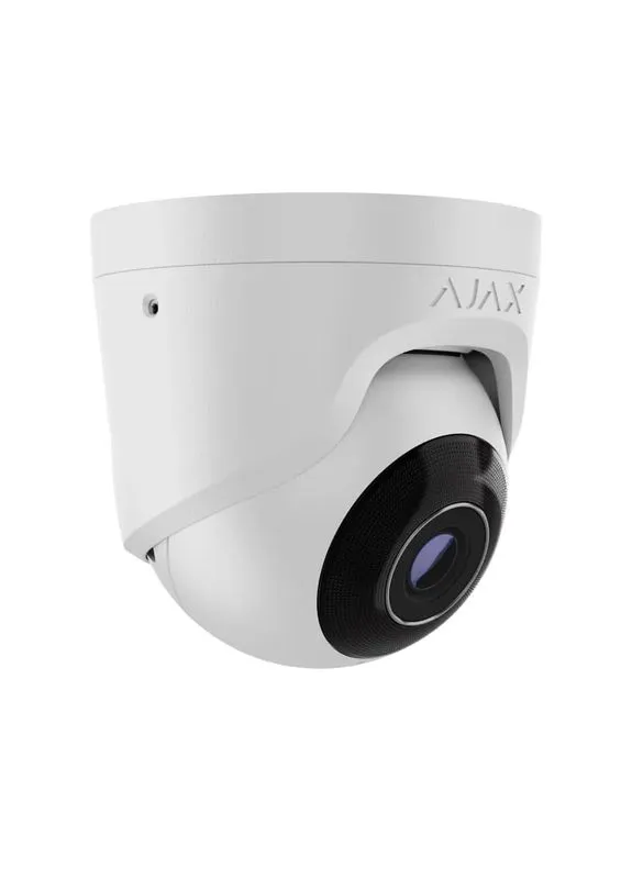 IP-Камера дротова TurretCam, 5мп, 2.8мм, Poe, True WDR, IP 65, ІЧ 35м, аудіо, кут огляду 100° до 110°, купольна, біла Ajax (393450103)