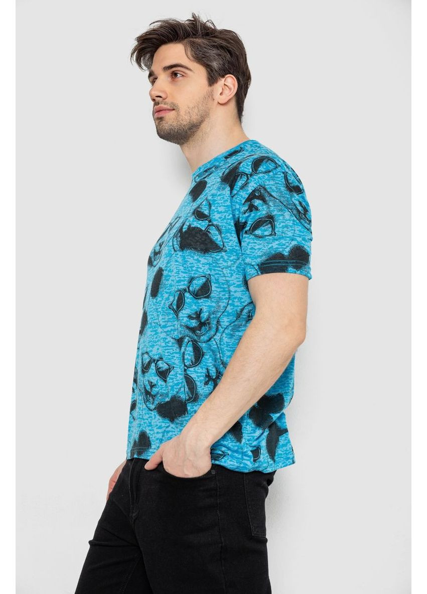 Блакитна футболка чоловіча з принтом,, 244r6029 Andi