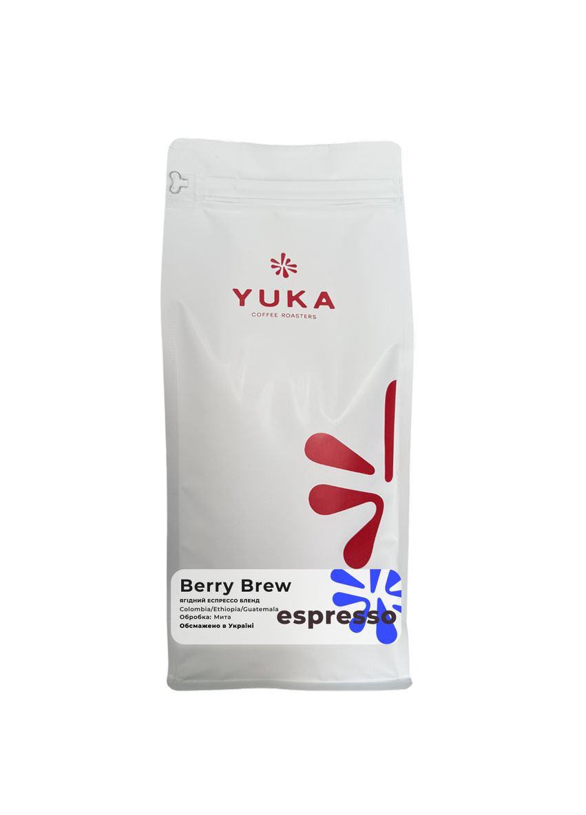 Кава в зернах Yuka Coffee Roastery суміш арабік Berry Brew 1кг Yuka Coffee Roasters (360554896)