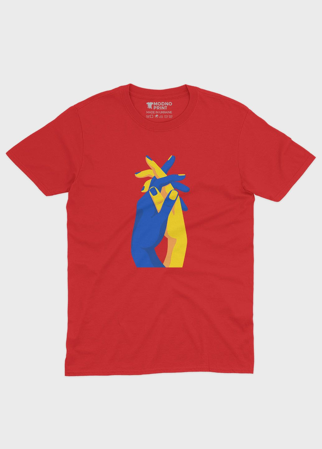 Червона літня жіноча футболка з патріотичним принтом лодоні (ts001-2-sre-005-1-032-f) Modno