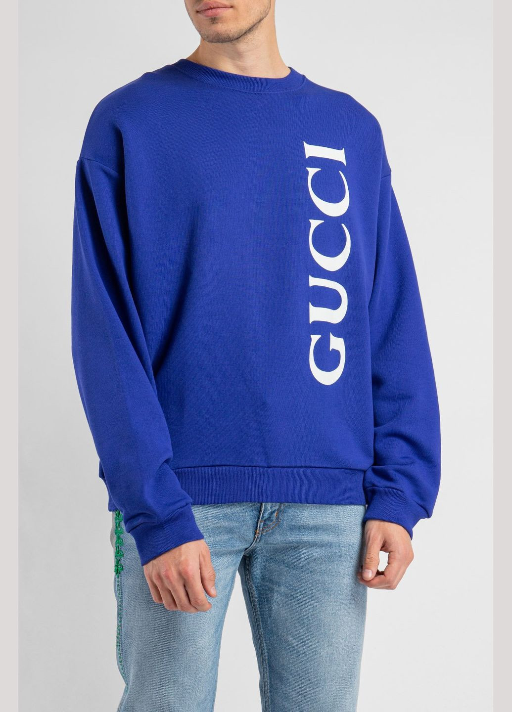 Синий зеленый хлопковый свитшот с логотипом Gucci (339100791)