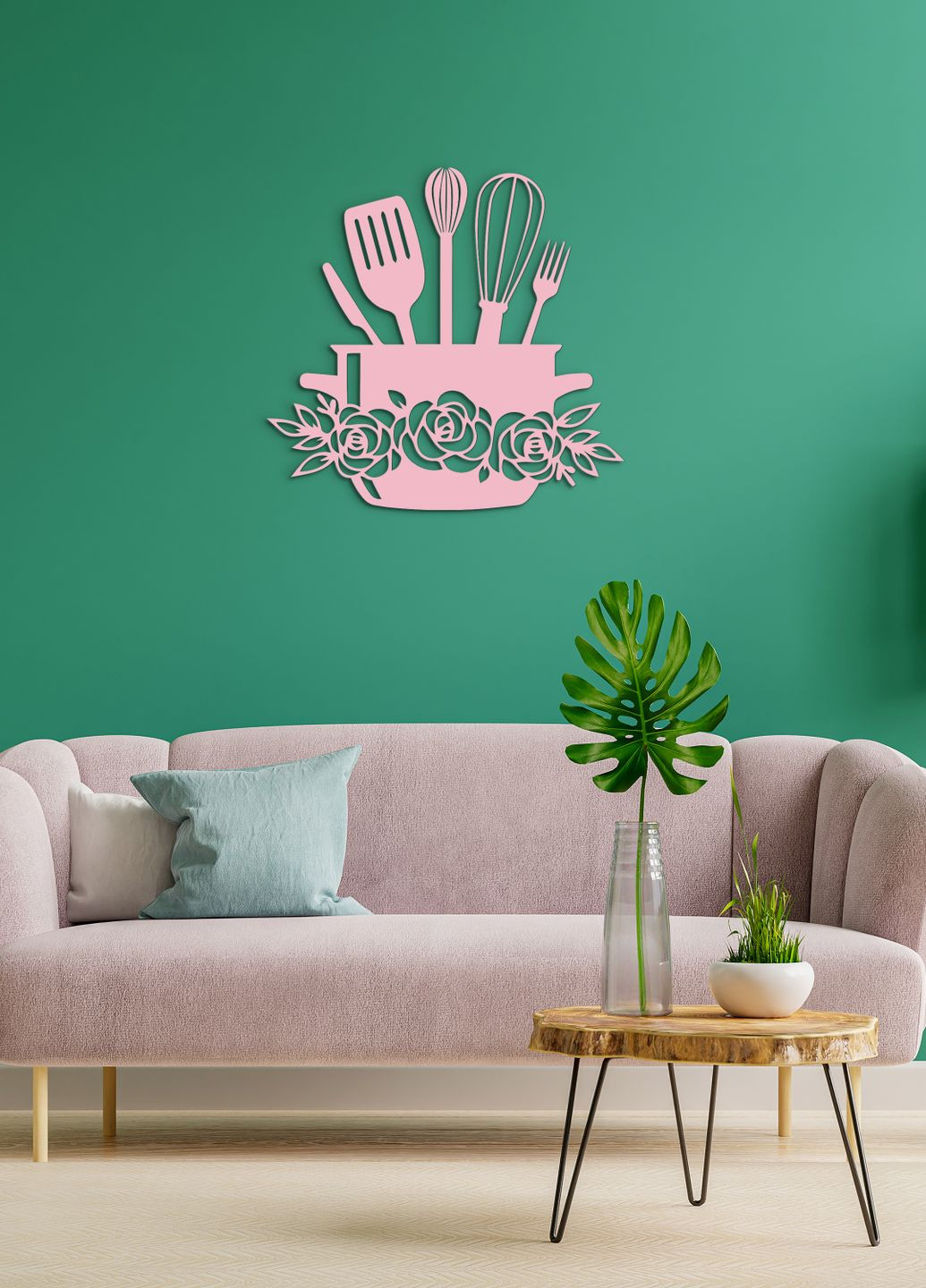 Сучасна картина на кухню, дерев'яний декор для дому "Каструля господині", декоративне панно 20х20 см Woodyard (292013459)