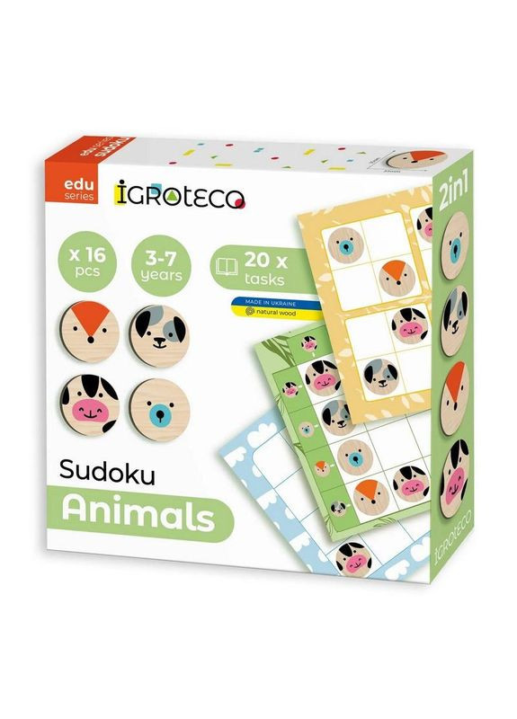 Логічна дитяча гра "Судоку Тварини" 900705, 16 елементів No Brand (330605404)