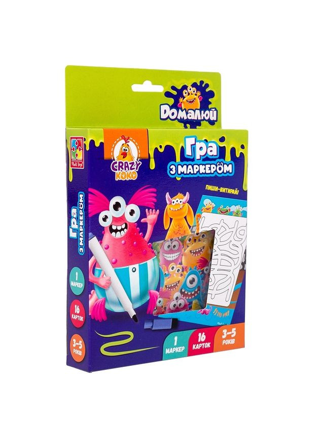 Игра с маркером Пиши и вытирай. Монстрики, укр. () Vladi toys VT5010-18 (328396747)