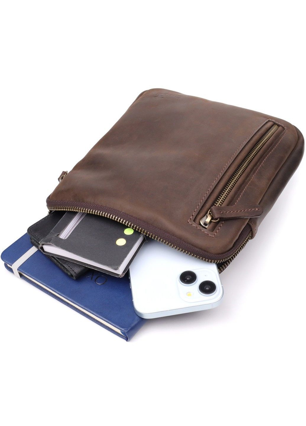 Практичная сумка для мужчин на плечо из натуральной винтажной кожи 23149 Коричневый Shvigel (362971703)