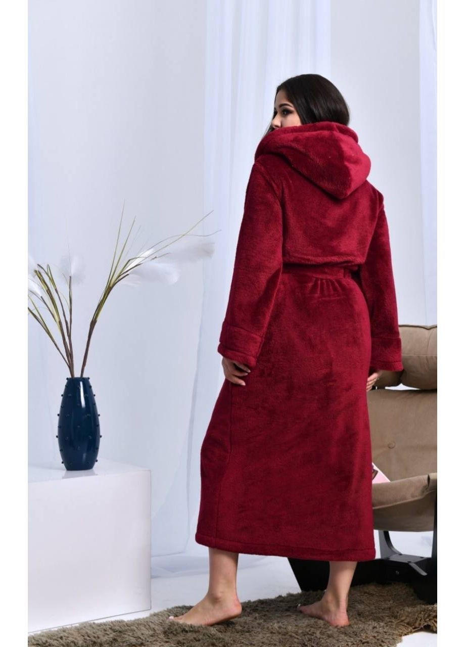 Жіночий теплий махровий халат довгий із капюшоном Nositi (365701127)