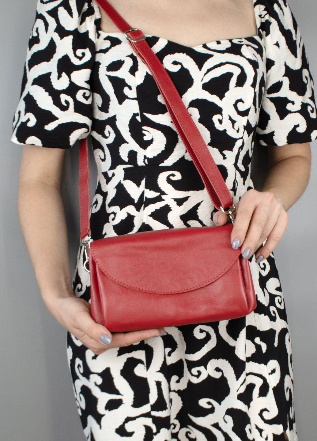 Сумка женская кожаная красная Невада S465 кросбоди на 3 отделения HandyCover (300514702)