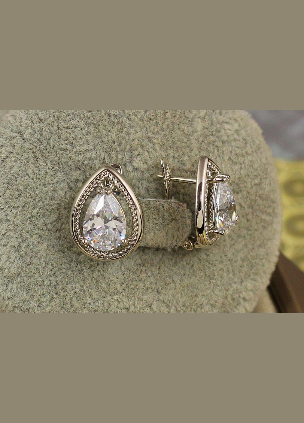 Сережки капля в окантовці 1,7 см сріблясті Xuping Jewelry (316433253)