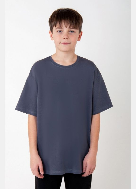 Графітова демісезонна футболка для хлопців (oversize) 03-2545-83 140 см Авекстекс