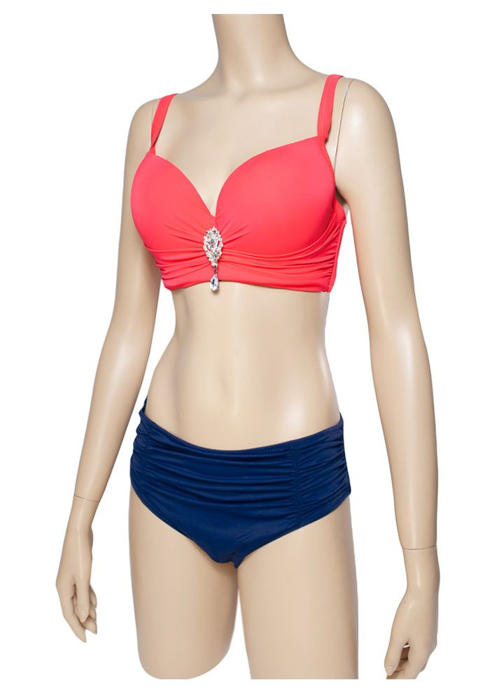 Комбинированный летний купальник с плотной чашкой пуш ап для маленькой груди модель 0367 арт.313018 раздельный Sisianna