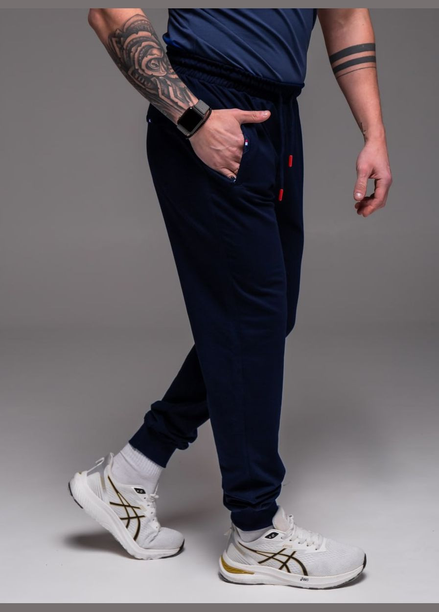 Темно-синие демисезонные брюки No Brand