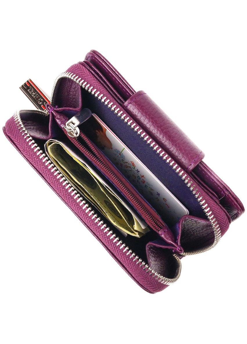 Практичний вертикальний портмоне для жінок з монетницею на блискавці з натуральної шкіри флотар 21601 Фіолетовий Canpellini (298569463)
