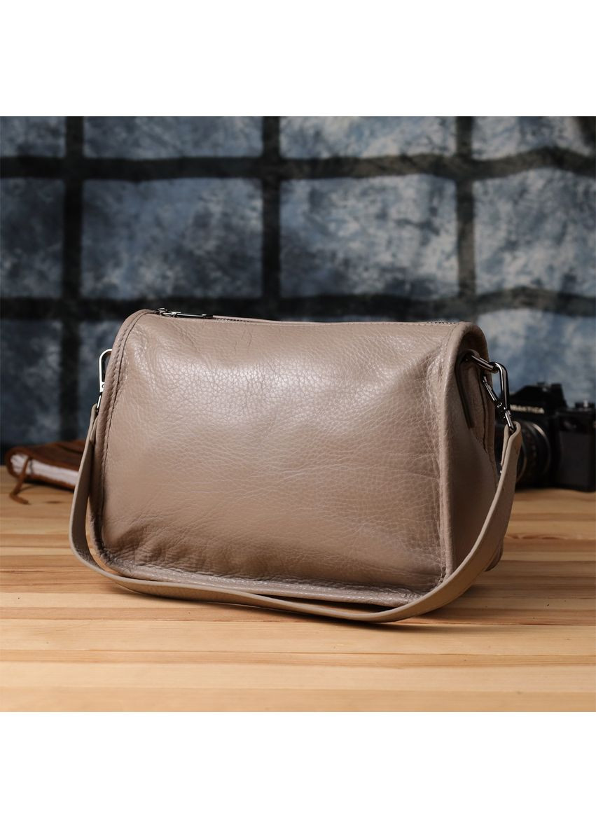 Сумка крос-боді через плече жіноча з натуральної шкіри середня Темно-сірий 38295 Vintage (355245202)