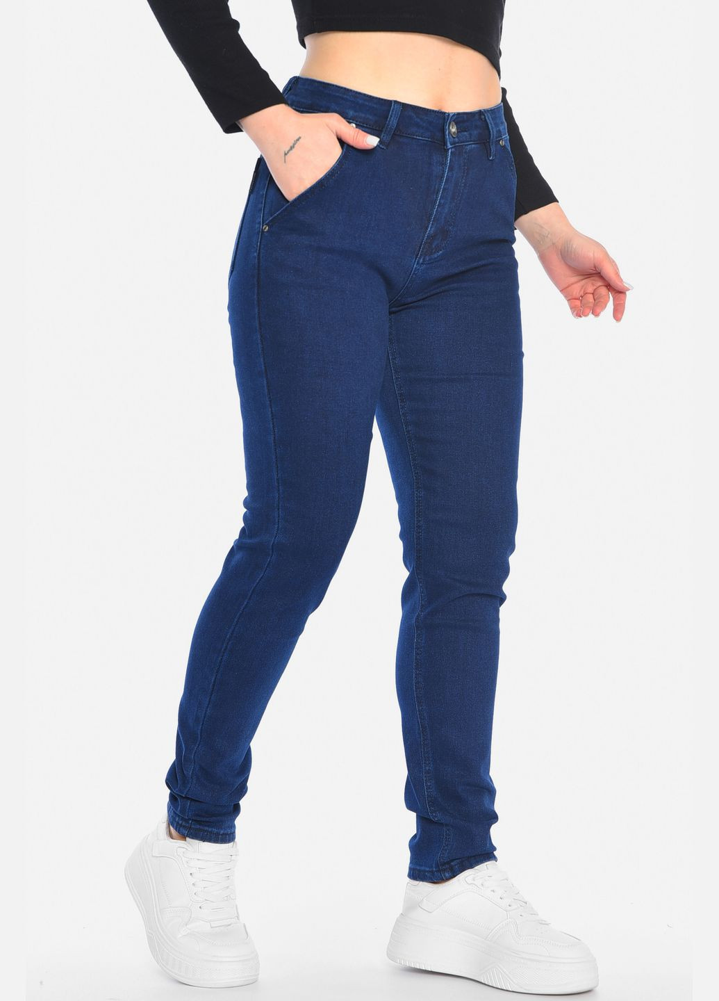 Джинси жіночі синього кольору Let's Shop - (306614358)