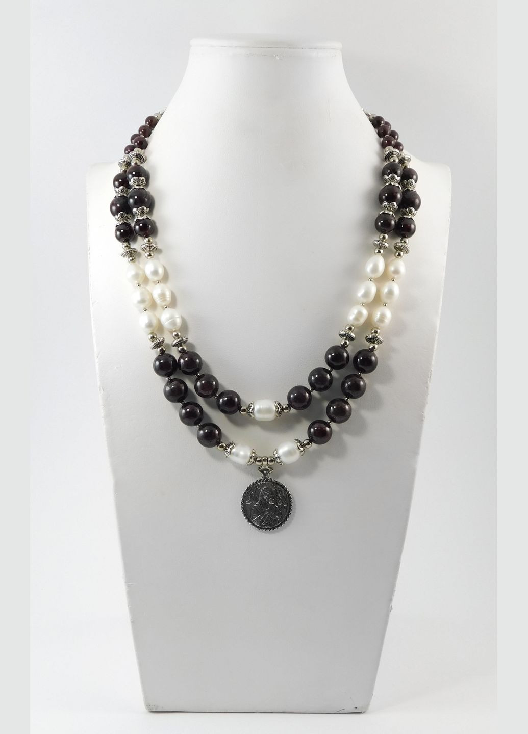 Бусы "Брускета" Гранат, Жемчуг Fursa fashion (322315973)