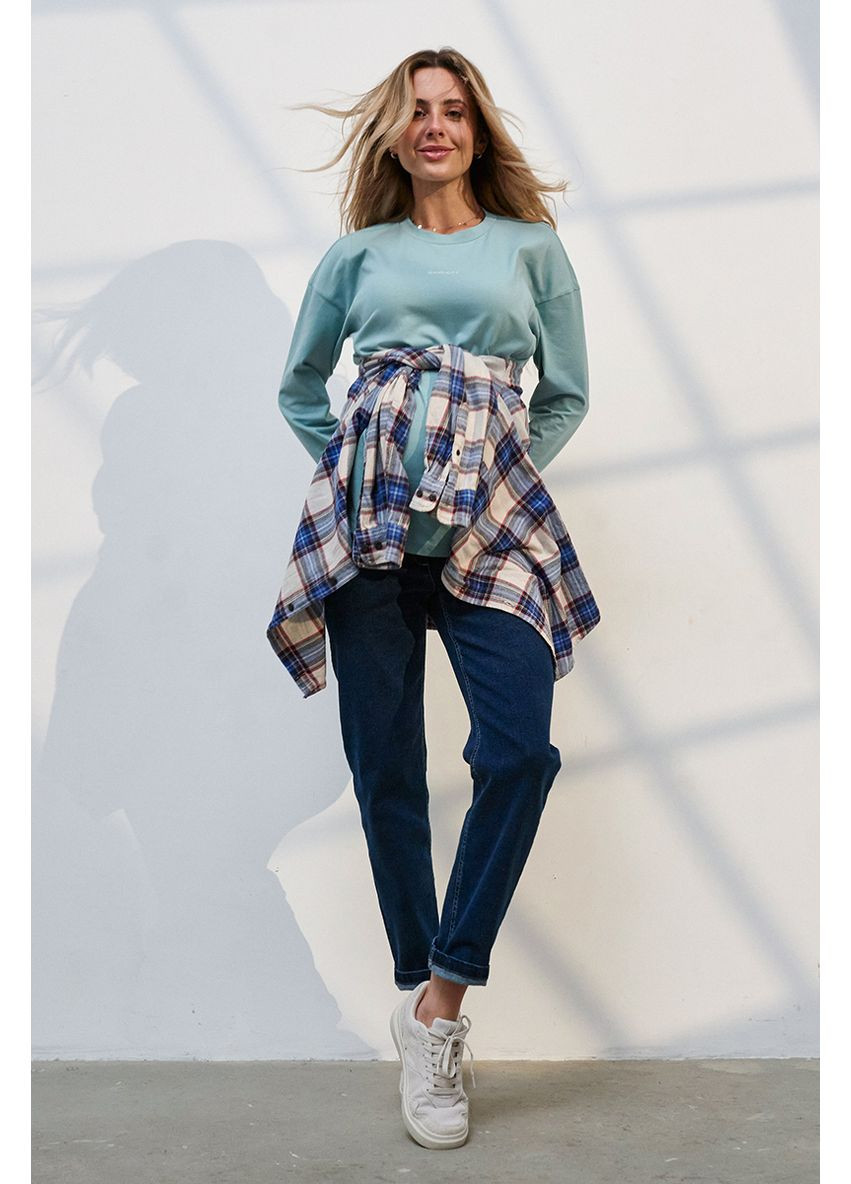 Трендові джинси для вагітних Mom fit з високою спинкою темно сині Юла мама - (352539050)