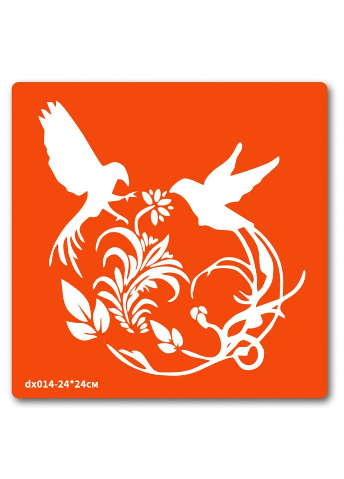 Трафарет для біо-тату Пташки dx014-24*24см, розмір 24 х 24см Fresh Tattoo (322245888)