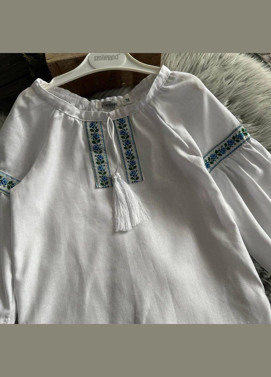 Біла вишиванка для дівчинки IRmAS візерунок орнамент льон, віскоза (337340417)