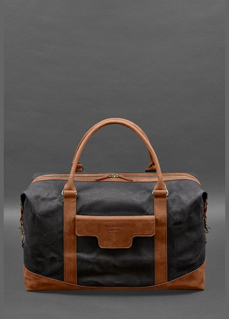 Дорожная сумка из конваса и натуральной светло-коричневой кожи Crazy Horse (A-028160) BlankNote (327874133)